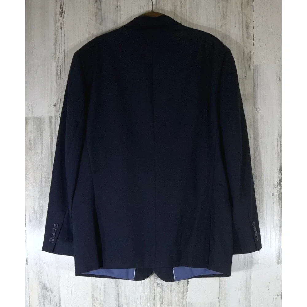 SuitShop Blazer 46S Navy Blue Slim Fit Stretch Two-Button Suit Jacket READ